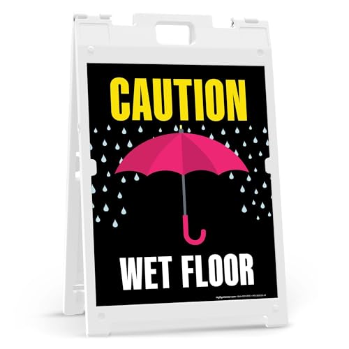 Caution Wet Floor Umbrella Folding Floor Sign, 18x24 Inches, Portable A Frame, Made in USA by My Sign Center - size: 18x24 Plastic