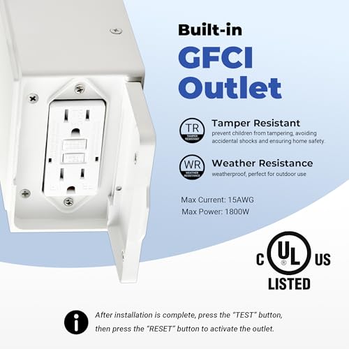 White Motion Sensor Outdoor Lights with GFCI Outlet, Distance and Time Adjustable Exterior Lighting Fixtures, Dusk to Dawn Outside Light for House, Porch, Garage, 5 Modes, Waterproof, Anti-Rust - color: White, size: Motion Sensor 1-Pack