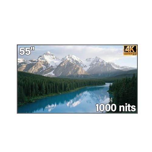 55inch 4K Digital Signage Display, 1000nits High Brightness, LCD Monitor Slim Fit Frameless Advertising Display, Wall Mount Digital Display, CMS Remote Publishing, 7/24 Timer Switch,Built-in Speaker - size: 55"+1000nits