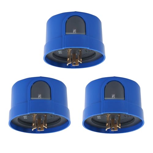 3 Pack Photocell for Outdoor Light,Auto On Off Photo Sensor Switch with Twist Lock,Dusk to Dawn Photoelectric Light Control for LED Street/Barn Light Parking Lot Light Area Light, Blue - size: 3 Pack