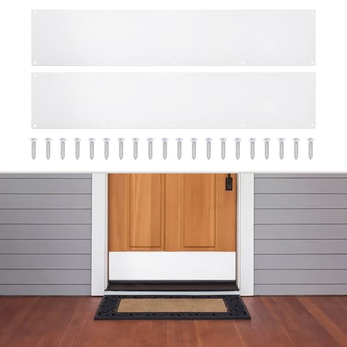 2 Pcs Door Kick Plates - 6 x 30 Inches Door Push Plate (White) - color: White, size: 6 x 30 Inch