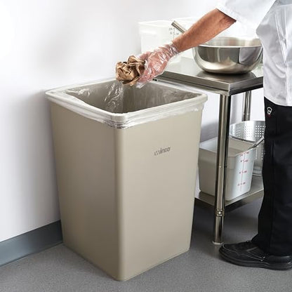 Winco 35 Gallon Beige Commercial Square Plastic Trash Can - color: Beige, size: 35 Gallon