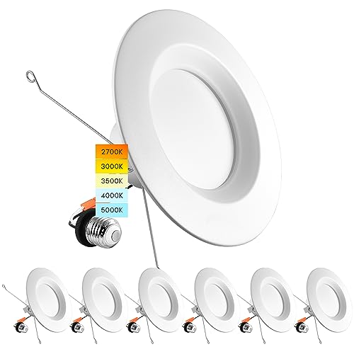 LUXRITE 5/6 Inch LED Recessed Retrofit Downlight, 14W=90W, 1100 LM (6 Pack) - size: 6 Count (Pack of 1)