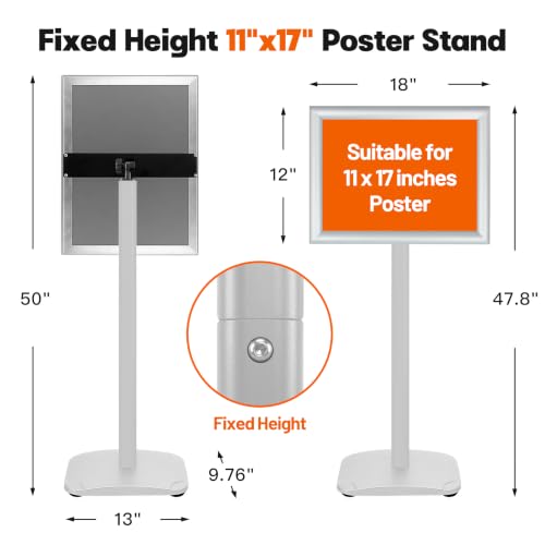 Pedestal Sign Holder Stand 11"x17", Heavy Duty Standing Sign Holder - color: Sliver, size: 11x17 in