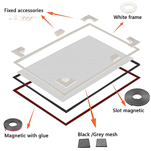 Magnetic Window Screen Frame/Adjustable Window Screen Mesh Gauze Link Frame Suitable for All Kinds of Soft Gauze Conveniently Operate on a Solid Surface of Metal/Wood/Plastic - size: ‎frame length:79"