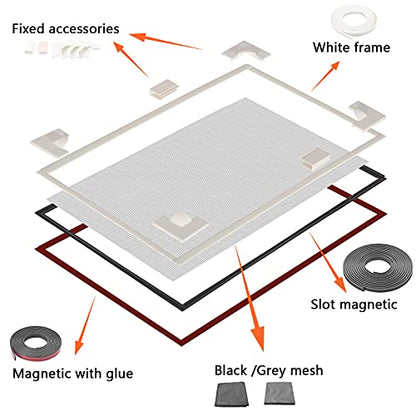 Magnetic Window Screen Frame/Adjustable Window Screen Mesh Gauze Link Frame Suitable for All Kinds of Soft Gauze Conveniently Operate on a Solid Surface of Metal/Wood/Plastic - size: ‎frame length:79"