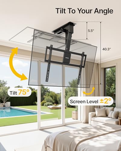 monTEK Motorized Ceiling TV Mount for 43-86 Inch TVs, Holds up to 121 lb - size: 43-86 Inch