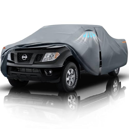 Nissan Frontier Truck Cover Custom Fit 1998-2020 King Cab/Crew Cab Short Bed(4.6'-6.2') With Door Zipper, 10 Layer Pickup Truck Cover Waterproof All Weather, Car Tarp for Wind Dust Sun etc Protection. - size: Custom fit Nissan Frontier King Cab/Crew Cab S