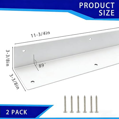 2 Pack White Stainless Steel Corner Guards, 3 3/8" x 3 3/8" x 11 3/4" - color: White