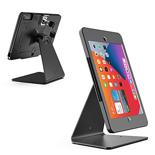Desktop Anti-Theft Security Kiosk Stand Holder Enclosure for iPad 10.2-Inch (9th Gen.2021,8th Gen.2020,7th Gen.2019),with Lock and Key,Flip &360°Rotating Horizontal or Vertical Design(Black) - color: Black