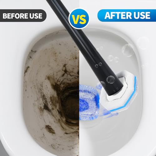 2 Pack Disposable Toilet Brush and Holder Set,Extended Handle with 72 Cleaner Refills Toilet Brush for Toilet Bowl Cleaners,Bathroom Cleaning, Bathtub.Disposable Toilet Cleaning System - style: 2 Pack Toilet Brush+72 refills