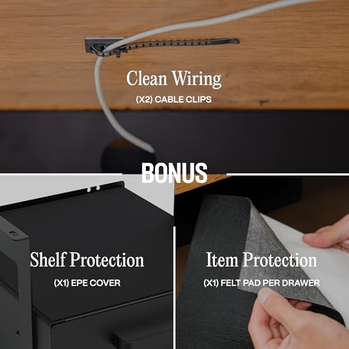 Under Desk Drawer Slide-Out – Lockable Metal Storage Drawer with Cable Management for Office & Home (Single, Bracketed) - size: Single (Bracketed)
