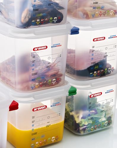 Araven Airtight Container, Food Pan with Lid for Storage in Kitchen and Restaurant, 1/6 GN 6" Deep, 1 Count, Clear