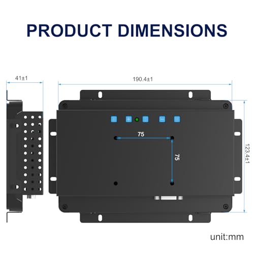 IP65 Industrial Monitor 7 Inch Open Frame Touch Screen Monitor, 10-Point Capacitive Touch Display PCAP LCD Monitor, 1024x600 Metal Housing for HMI Control Panels - size: 7.0