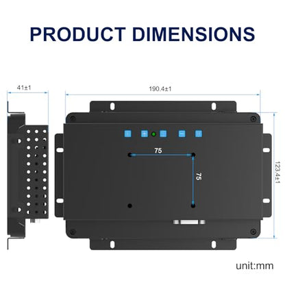 IP65 Industrial Monitor 7 Inch Open Frame Touch Screen Monitor, 10-Point Capacitive Touch Display PCAP LCD Monitor, 1024x600 Metal Housing for HMI Control Panels - size: 7.0