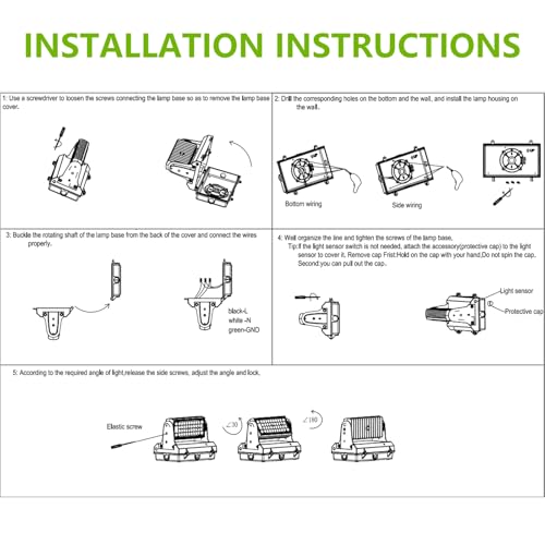 Rotatable LED Wall Pack Light with Dusk to Dawn Photocell, 80W 11200LM 400-600W HPS/HID Equiv., 5000K Daylight ETL Commercial Outdoor Security Lighting for Warehouse, Entrance, Parking, Garage - size: 80W
