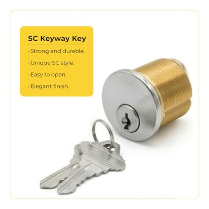2 Pack | Brass Mortise Cylinder Lock 1 Inch Keyway Keyed Alike | Storefront Door Replacement - Adams Rite Kawneer Vistawall - size: 2 Pack