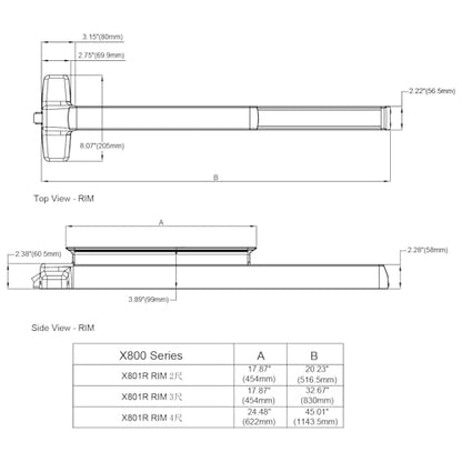 Extra Heavy Duty Commercial 36 Panic Push Bar, Door Lock, Panic Exit Device Ansi Grade 1 and UL CUL 3H Fire Rated with Dogging Function Aluminium Material - color: X8 Rim SS