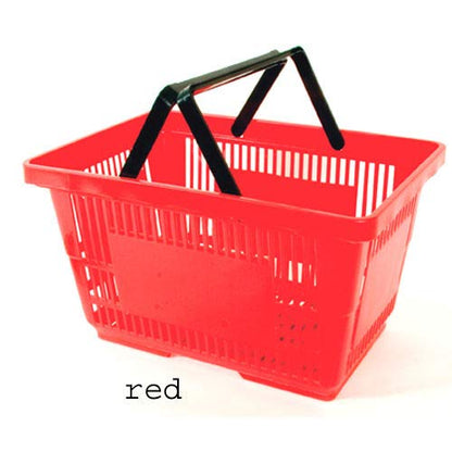 Plastic Grocery Convenience Store Shopping Baskets, Retail Totes, 17" L x 12" W x 8" H, Red, 24 Pack