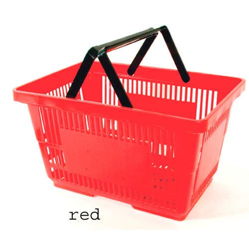 Plastic Grocery Convenience Store Shopping Baskets, Retail Totes, 17" L x 12" W x 8" H, Red, 24 Pack