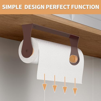 Paper Towel Holder Under Cabinet, Wall Mount, Adhesive or Drilling, Brown - color: Brown