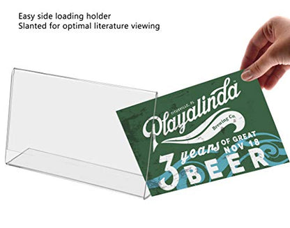 Marketing Holders 2 Pack 7 x 5 Inch Sign Holder L Shape Counter Side Loading Clear Acrylic Advertisement Holder Literature Flyer Postcard Frame Printed Material Document Display - size: 7"w x 5"h