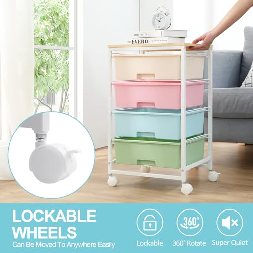 SYKIARIOL Rolling Cart with Drawers, 4-Drawer Utility Cart, Rainbow - color: Rainbow
