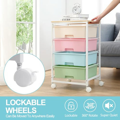SYKIARIOL Rolling Cart with Drawers, 4-Drawer Utility Cart, Rainbow - color: Rainbow