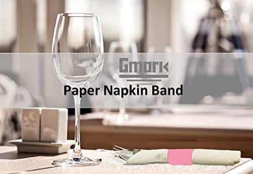 Gmark Self-Adhesive Pink Paper Napkin Bands (2500 Count) - 4.25 x 1.5 Inch Professional Napkin Rings - Self-Sealing Disposable Silverware Wrappers for Restaurants & Formal Events GM1103 - color: Pink