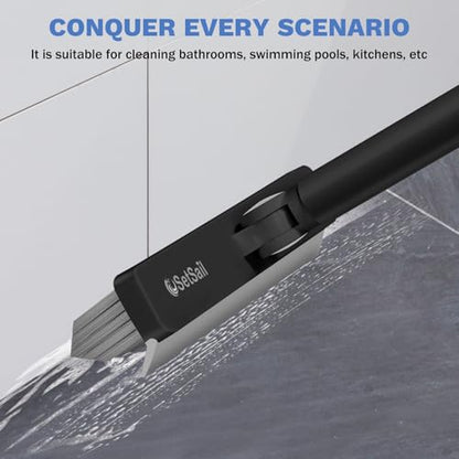 SetSail Grout Cleaner Brush with Long Handle, V-Shaped Floor Brush, Black - color: Black Grey