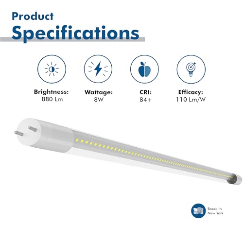 15 in. T8 G13 LED, F14T12, F14T8, Type A Plug & Play, 3000K, Clear - color: 830 Soft White