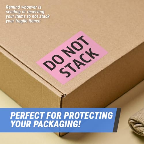 Do Not Stack Labels, Fluorescent Pink, 2 x 3 inch, 400 Count - color: Fragile Do Not Stack - Pink, size: 4 Rolls