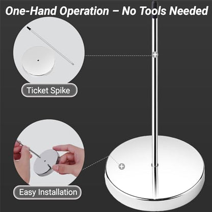 4-Pack Stainless Steel Receipt Spike & Ticket Holder – 5.5 Inch Rustproof Bill Fork for Home, Restaurant, Office – Heavy Duty Ticket Stabber & Receipt Holder Organizer