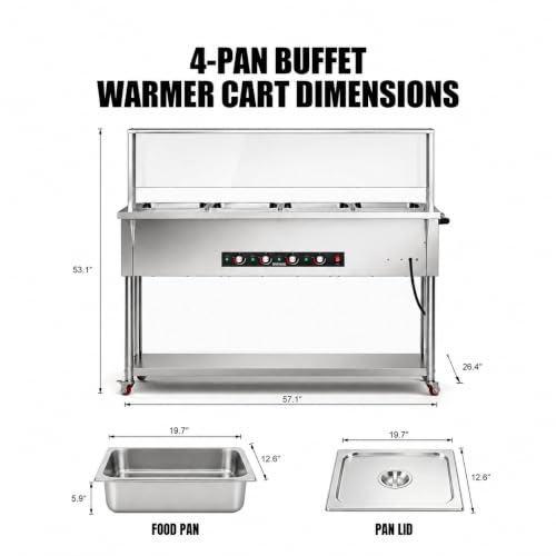 Steam Table, Commercial Electric Food Warmer for Buffet Catering,Incl.Work Table,Bain-Marie (Dry Heat - 80QT (110-120V)) - size: Dry Heat - 80QT (110-120V)