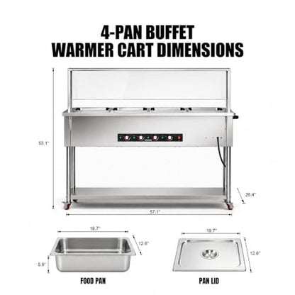 Steam Table, Commercial Electric Food Warmer for Buffet Catering,Incl.Work Table,Bain-Marie (Dry Heat - 80QT (110-120V)) - size: Dry Heat - 80QT (110-120V)