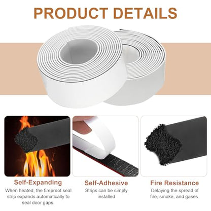Smoke Fire Seal Strip 9.8Ft 50mm/1.97" Wx 2mm/0.08" T White - color: White, size: 9.8FT x 50mm / 1.97" W x 2mm / 0.08" T