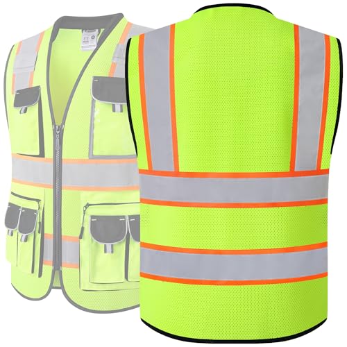 JKSafety Reflective Safety Vest for Men Cushioned Collar JK89M Yellow S - color: Mesh-yellow, size: Small