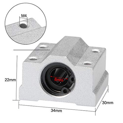 uxcell SCS8UU Linear Ball Bearing Slide Block Units, 8mm Bore Dia (Pack of 2) - size: 8mm