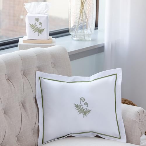 Jacaranda Living Square Tissue Box Cover, Linen/Cotton Fabric Tissue Holder, Decorative Cloth Tissue Cube Cover, Botanical Designs, Fiddlewood Fern (Olive) - color: Fiddlewood Fern (Olive)