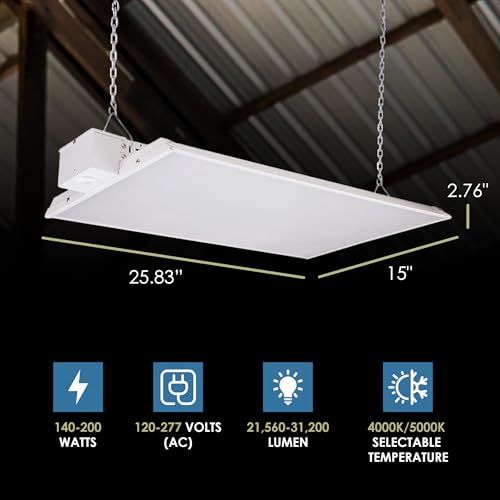 WareLight CondorX Premium 2FT LED Linear High Bay, 31,200 Lumen Max, Wattage and CCT Selectable, 120-277V, Sensor Ready, 200W