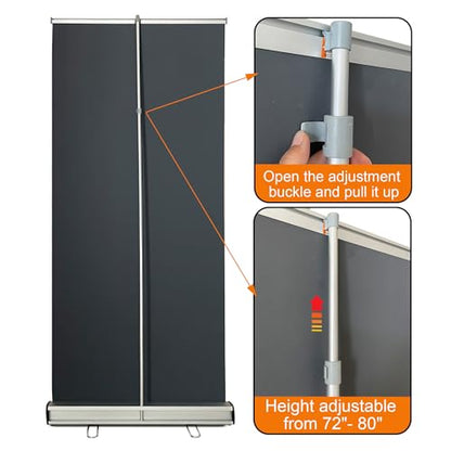 Retractable Banner Stand 24" W x 80" H – Heavy Duty Roll Up Banner Display with Padded Carrying Bag for Trade Show, Exhibition, Business Advertising (Stand Only) - size: 80" Height