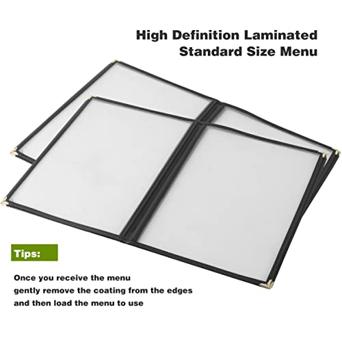 2PCS Menu Covers 8.5" x 11" Restaurant Menu Holder 4 Page 8 View Transparent Menu Sleeve,Fits A4 Size Paper for Restaurant Menu Home Project Office Daily Paper Chores and etc - size: 2 pack 4 page / 8 view - 8.5" x 11"