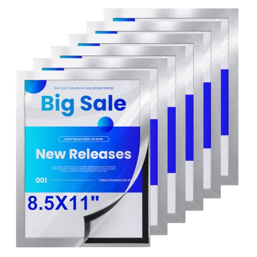 6-Pack Magnetic Sign Holder, 8.5×11 Sliver Magnetic Paper Holder - color: Silver, size: 8.5x11 - 6 Pack