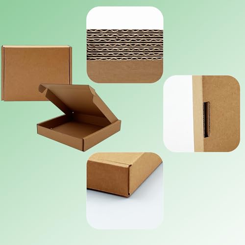 6x5x1 inch Small Shipping Boxes 50 Pack, Brown Corrugated Cardboard Mailers - size: 6x5x1 inch
