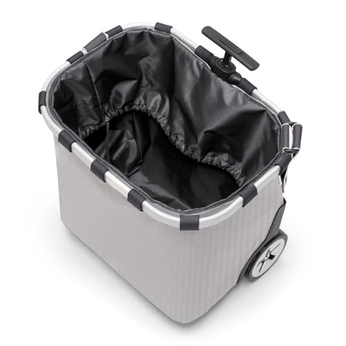 reisenthel carrycruiser herringbone grey - Portable shopping trolley with sturdy aluminum frame, shoulder strap and removable mesh inner bag -water-repellent - color: herringbone grey