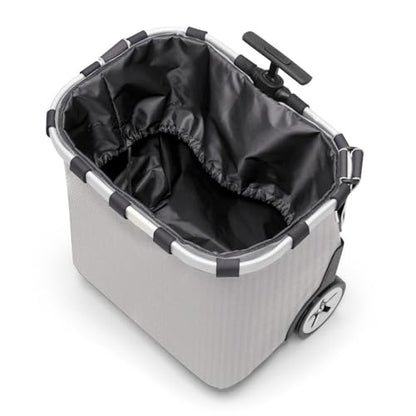 reisenthel carrycruiser herringbone grey - Portable shopping trolley with sturdy aluminum frame, shoulder strap and removable mesh inner bag -water-repellent - color: herringbone grey