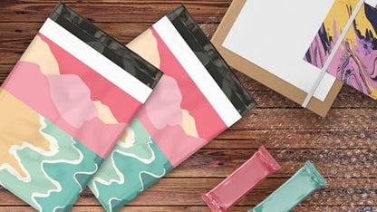 10x13 (100) Beach Sunset Designer Poly Mailers Waterproof Self Sealing Tear Resistant Polymailers Shipping Envelopes Premium Printed Bags For Small Businesses - color: Beach Sunset, size: 10x13 inches