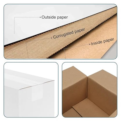 Calenzana 10x6x4 Shipping Boxes Set of 25, White Corrugated Cardboard Box for Mailing Small Business Packing Gifts - size: 10x6x4, style: 25 Pack