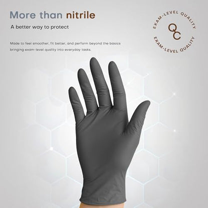 SUPER+ Black Nitrile Gloves HEAVY DUTY 6 Mil Disposable Chemical Resistant Powder & Latex Free Medical Food Safe, 60/600 Ct - color: Medium (Black 600)