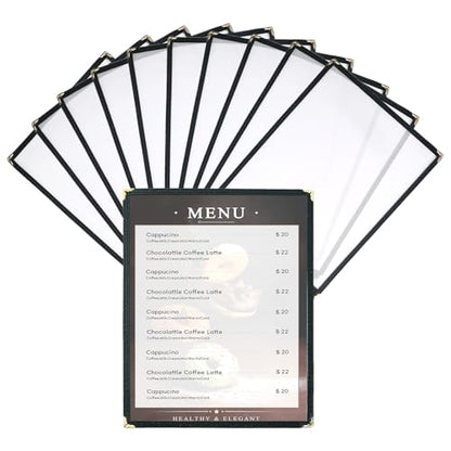 8.5 x 11 Inch Menu Covers, 10 Pack 1 Page 2 View Menu Sleeves - size: 1 page